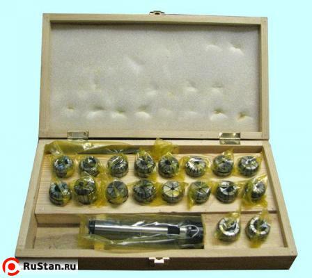 Патрон Цанговый с хв-ком КМ4  (М16х2,0) с набором цанг ER32 из 18шт (3-20мм) "CNIC" фото №1