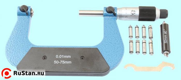 Микрометр Резьбовой со вставками  МВМ- 75, 50-75 мм (4 пары вставок) "TLX" фото №1