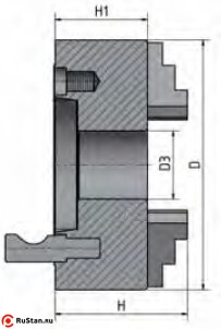 Габаритные размеры четырехкулачковых токарных патронов с центральным зажатием Optimum 160 мм Camlock ASA D1-4" фото №2 Патрон токарный 4-кул. 160 мм Camlock ASA D1-4" фото №2