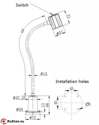 Размеры Светильник станочный светодиодный с магнитным основанием LED M3R-24V IP20 фото №5 Размеры Светильник станочный светодиодный с магнитным основанием LED M3R-24V IP20 фото №5