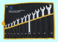 Набор ключей Комбинир. из 12-ти шт. (рожк. и накид.) (6 - 22)  в сумке хром-ванадий (сатингфиниш) #8411 