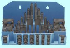 Набор клиновых ступенчатых прижимов из 58-ми предм., паз 7,7мм М6х1,0 в металлическом футляре (YT-0200) 